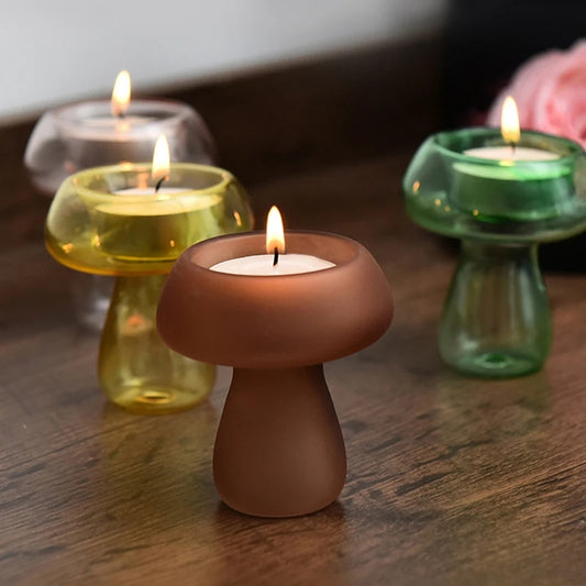 Mushroom Tealight Candleholder Blown Glass