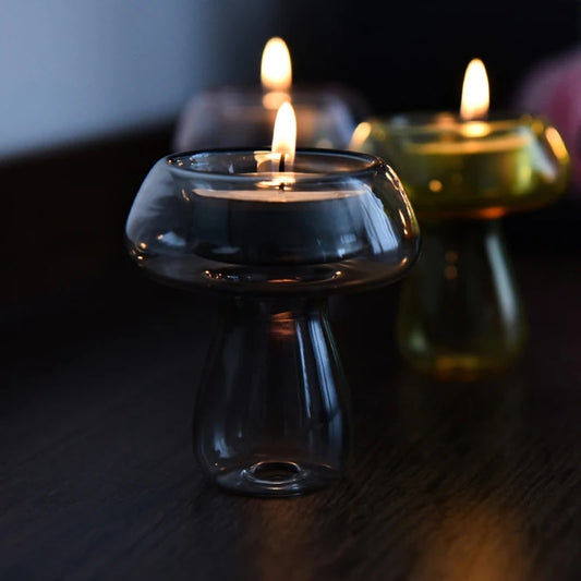 Mushroom Tealight Candleholder Blown Glass