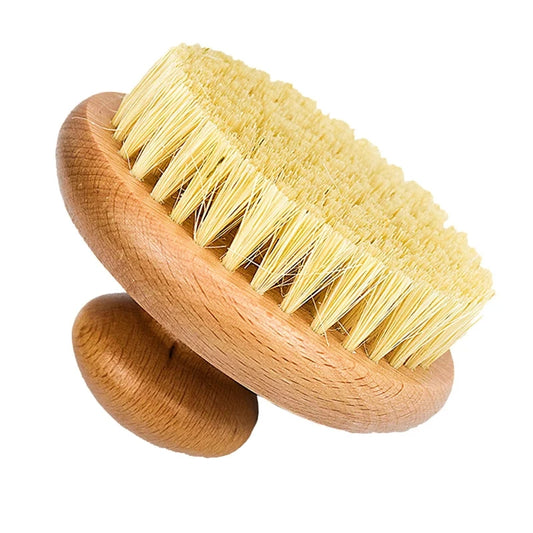 Large Body Brush, Wood Handled Sisal Round Scrubber