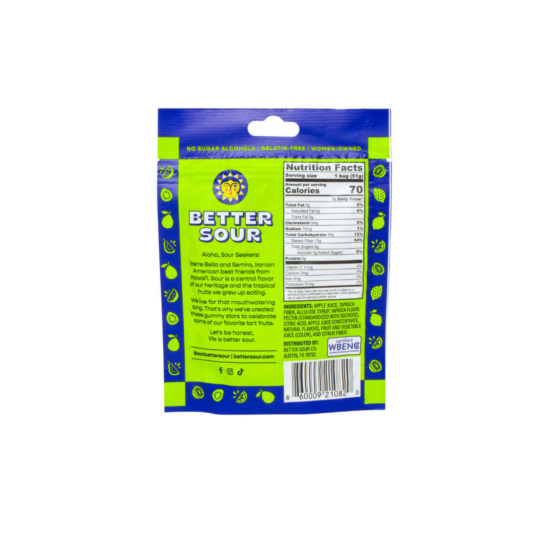 Better Sour | Pomegranate Apricot, Passion Fruit, and Guava Calamansi Vegan Gummy Star Candy