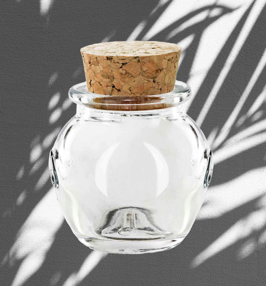1.2 oz Honeypot Jar with Cork Recycled Glass