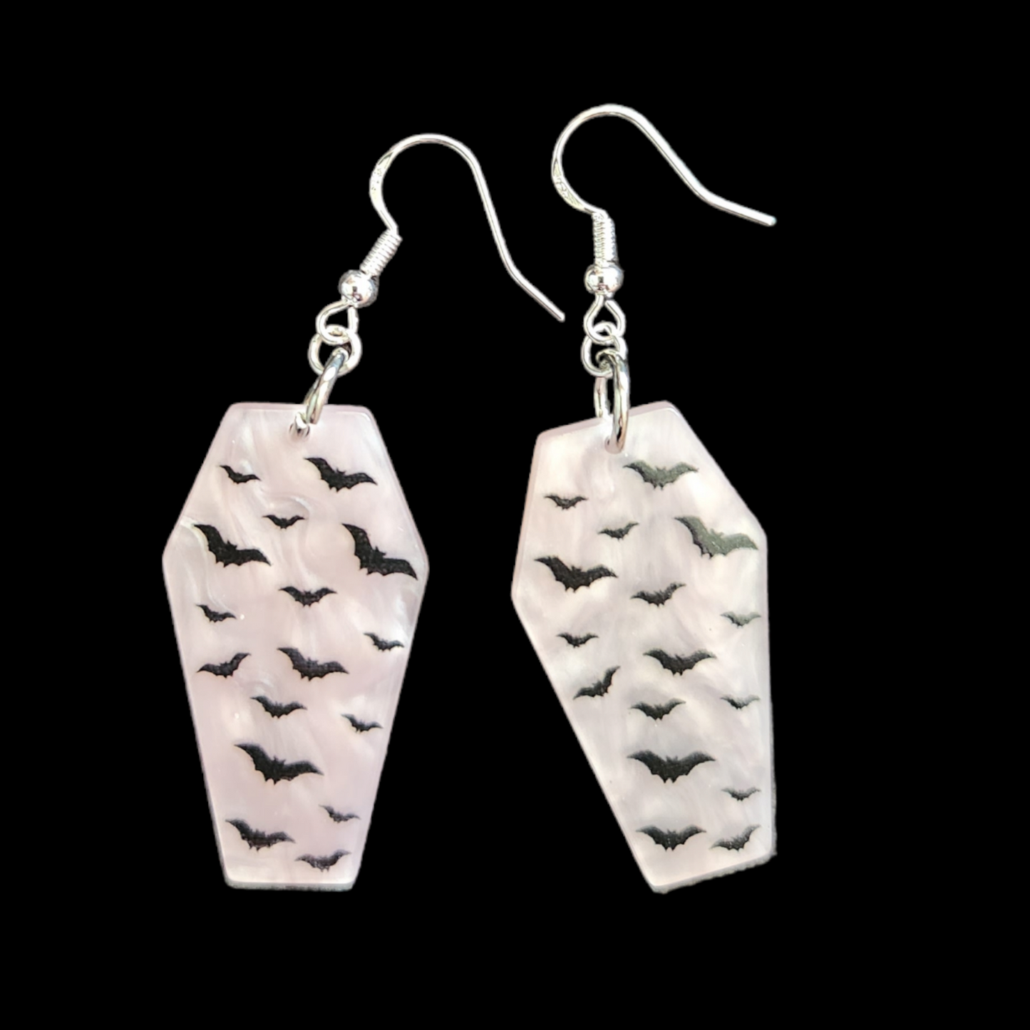 Pink Bat Coffin Earrings