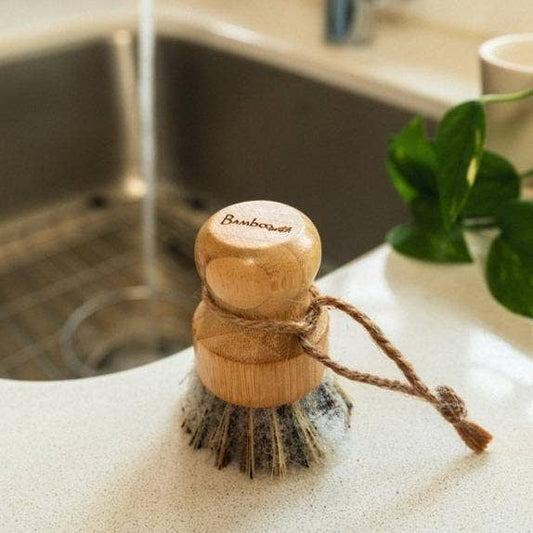 Bamboo Pot Scrubber Brush with Sisal or Palm Bristles