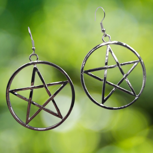 Large Pentagram Dangle Earrings