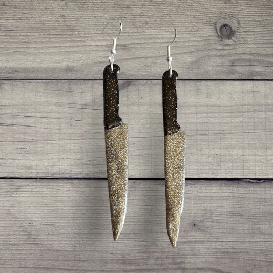 Knife 🔪 Earrings - Glitter Polymer Clay