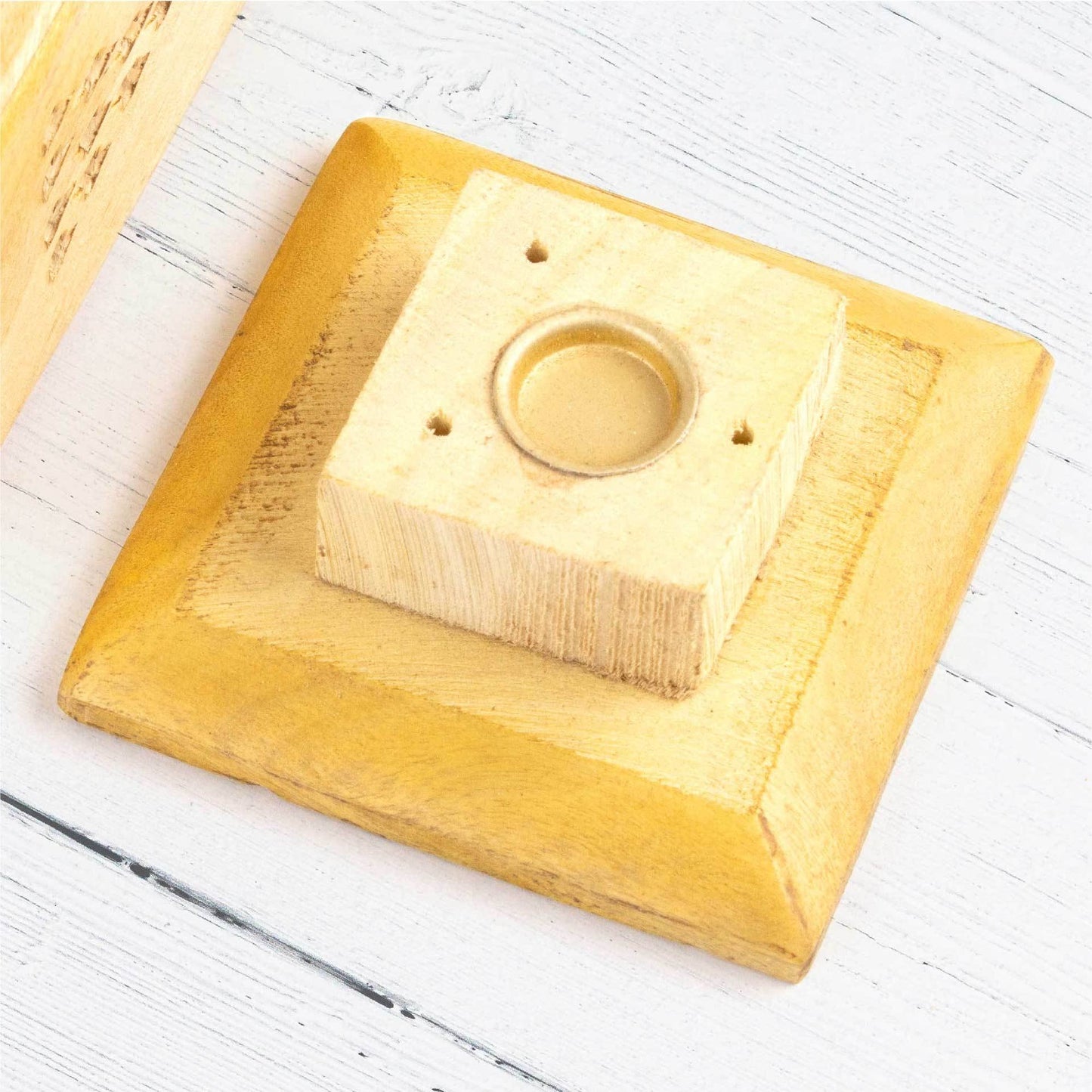 Mango Wood Carved Tower Incense Burner