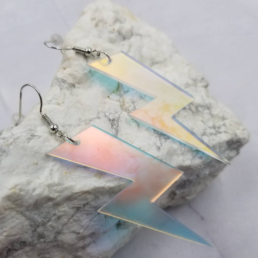 Holographic Lightning Bolt Earrings