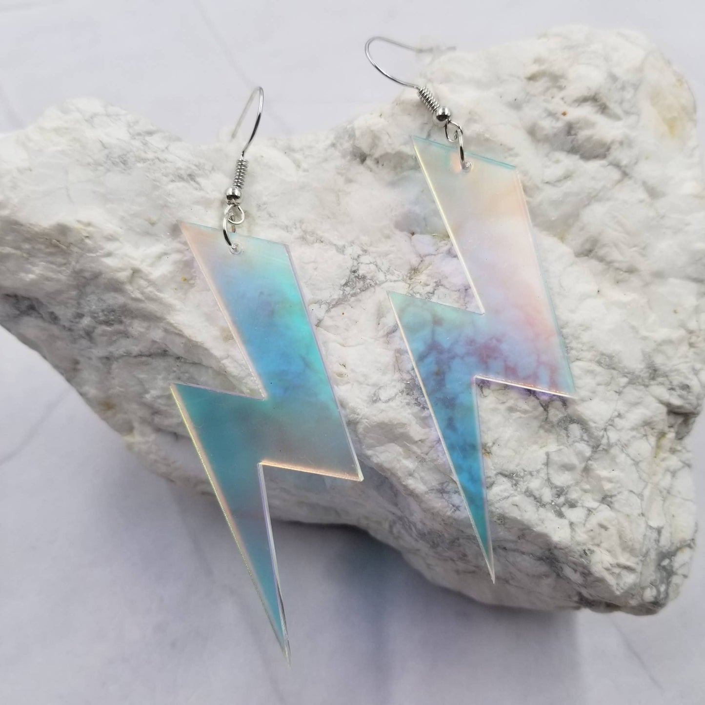 Holographic Lightning Bolt Earrings