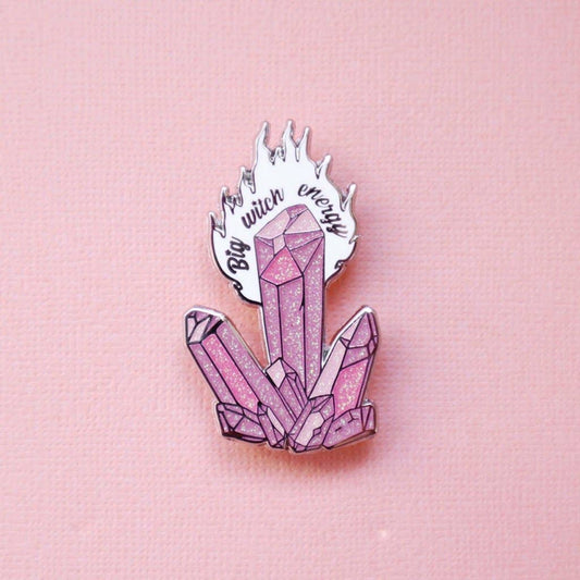 pink background crystal pin