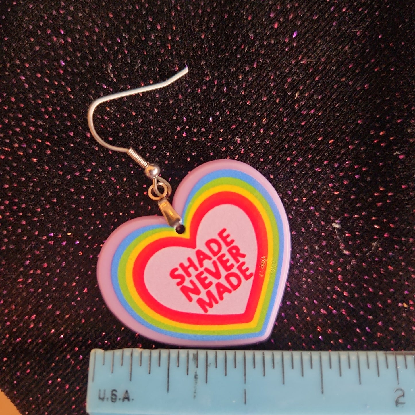 Shade Never Made Anybody Less Gay Pride Heart Earrings