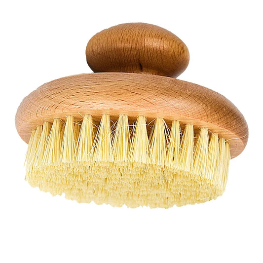 Large Body Brush, Wood Handled Sisal Round Scrubber