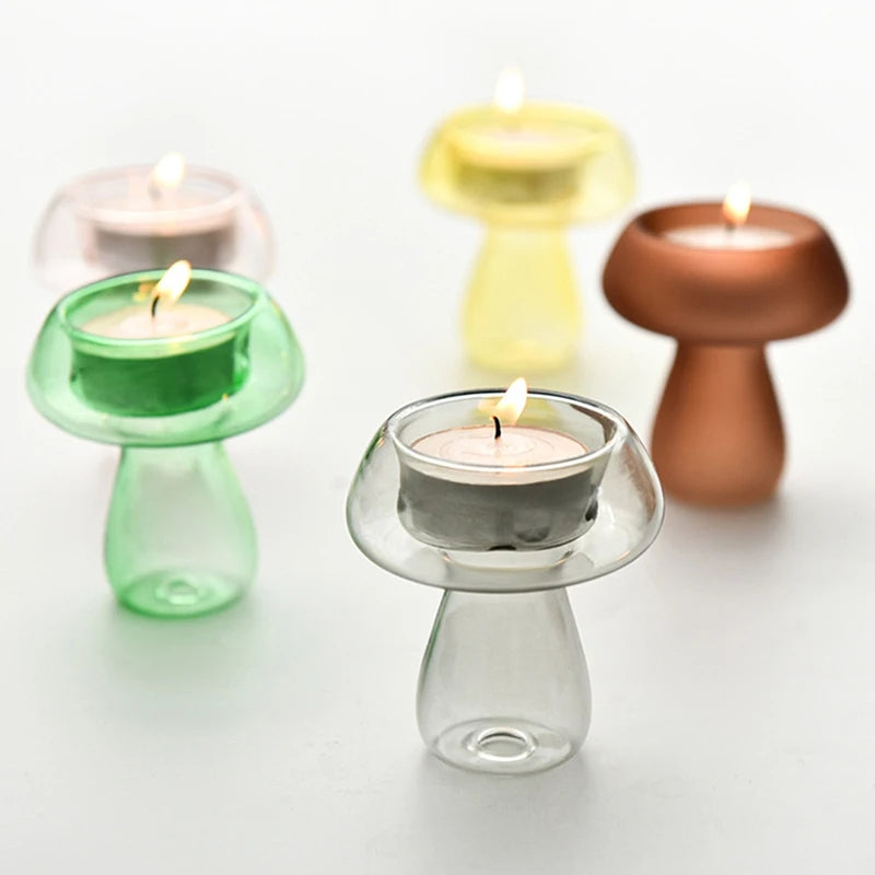 Mushroom Tealight Candleholder Blown Glass