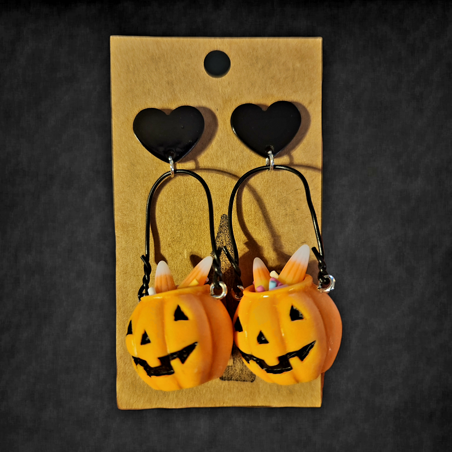 Pumpkin Candy Bucket, Cauldron, Jack-O-Lantern 3D Earrings