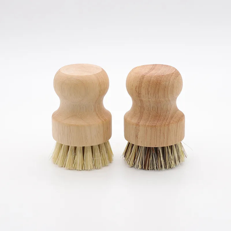Bamboo Pot Scrubber Brush with Sisal or Palm Bristles