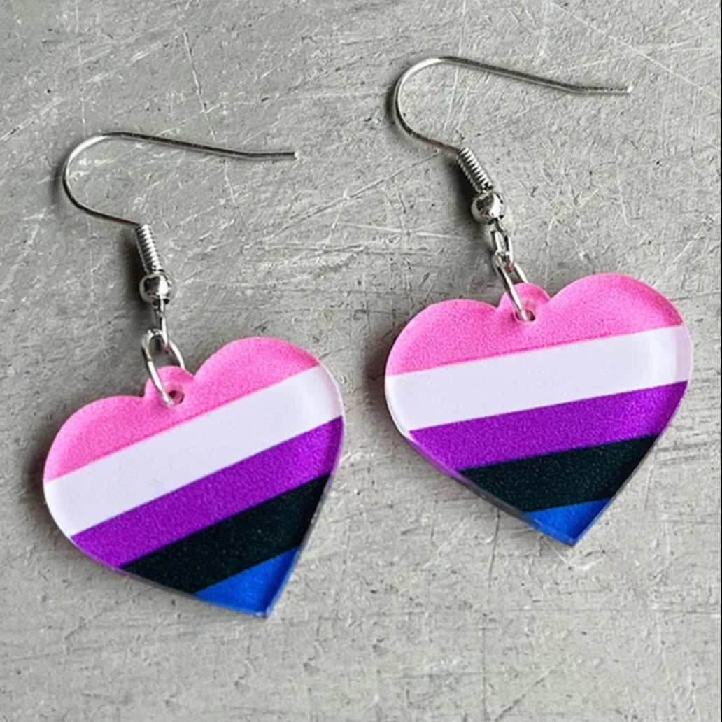 Pride Flag Heart Earrings