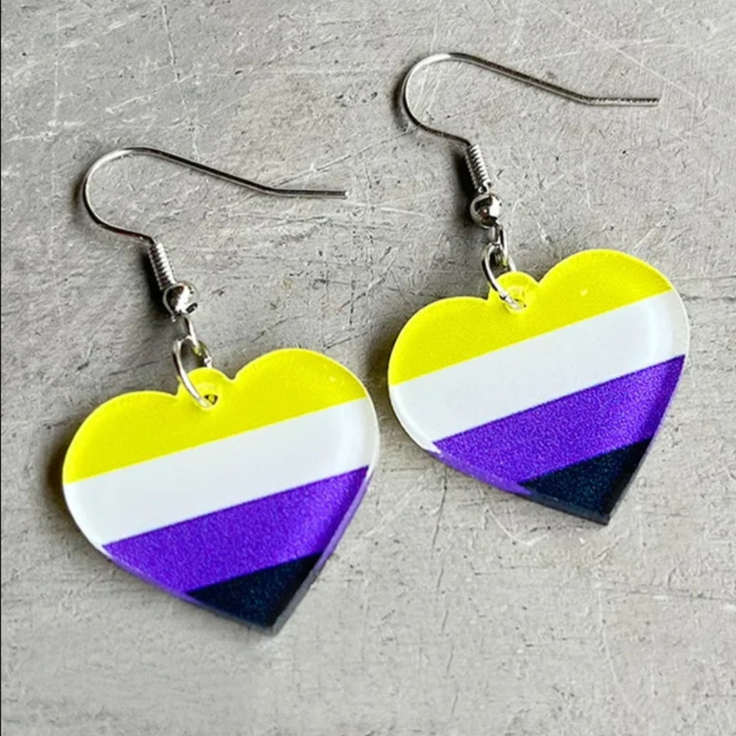 Pride Flag Heart Earrings