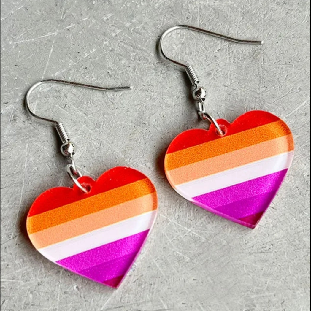 Pride Flag Heart Earrings