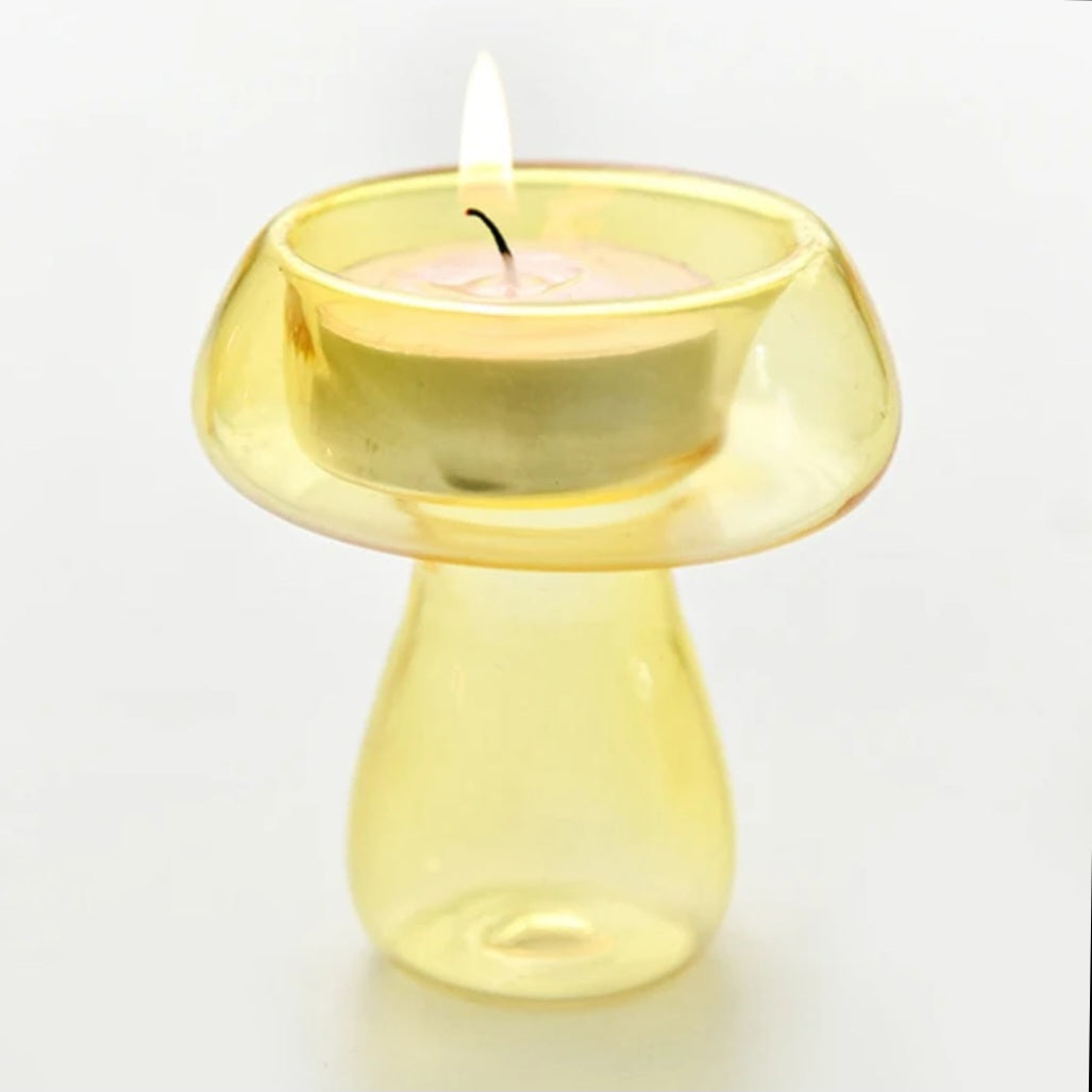 Mushroom Tealight Candleholder Blown Glass