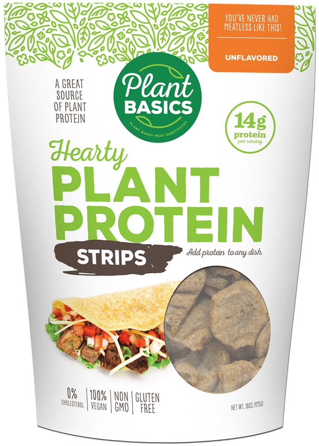 Plant Basics - Hearty Gluten Free Plant Protein - Unflavored Strips, Chunks, and Crumbles , Natural Seasonings