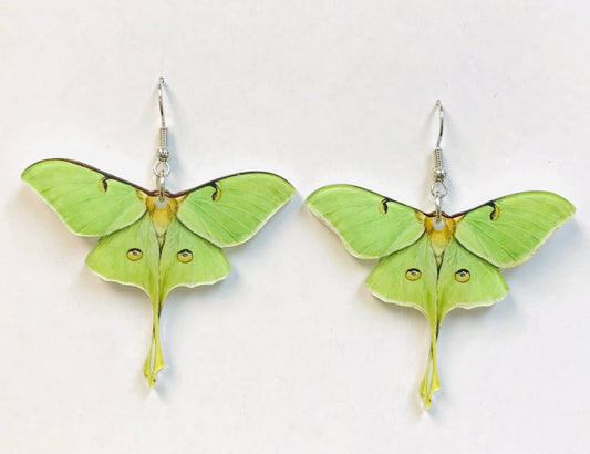 Luna Moth Green Acrylic Earrings
