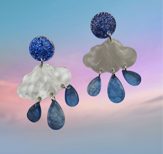 Glitter Rain Cloud Acrylic Earrings