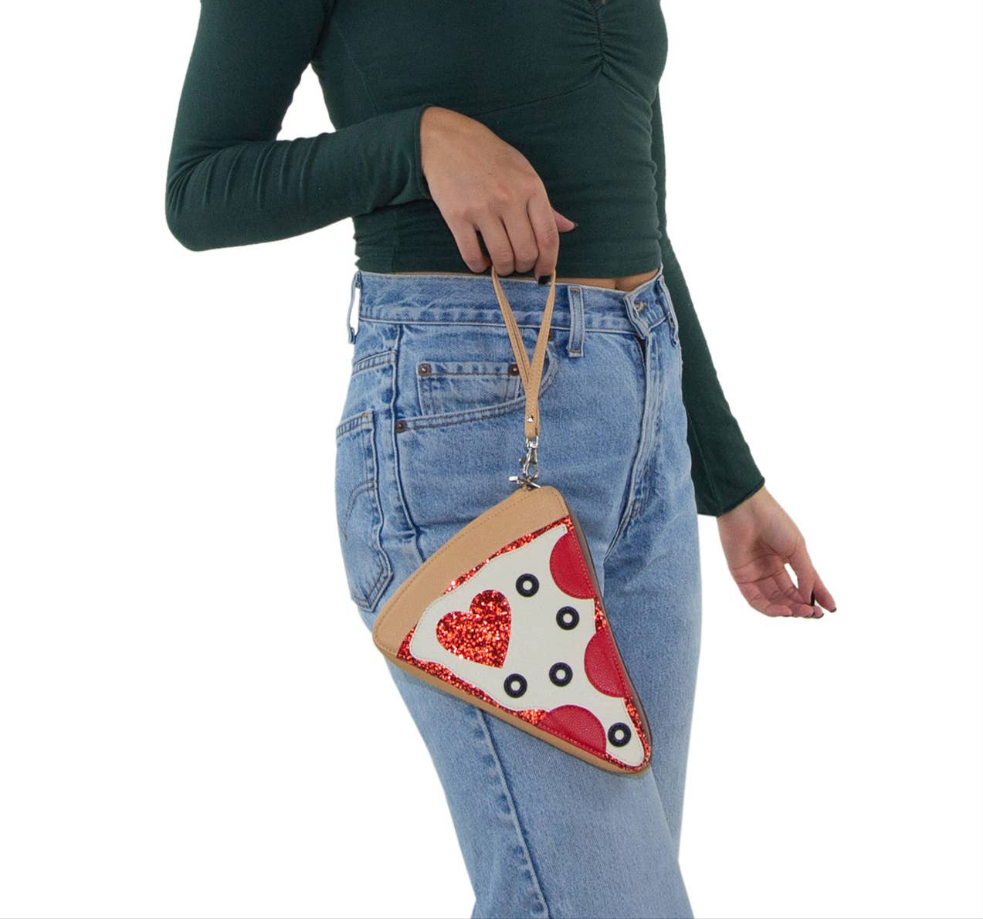 Pepperoni Slice Vegan Leather Pizza Wristlet
