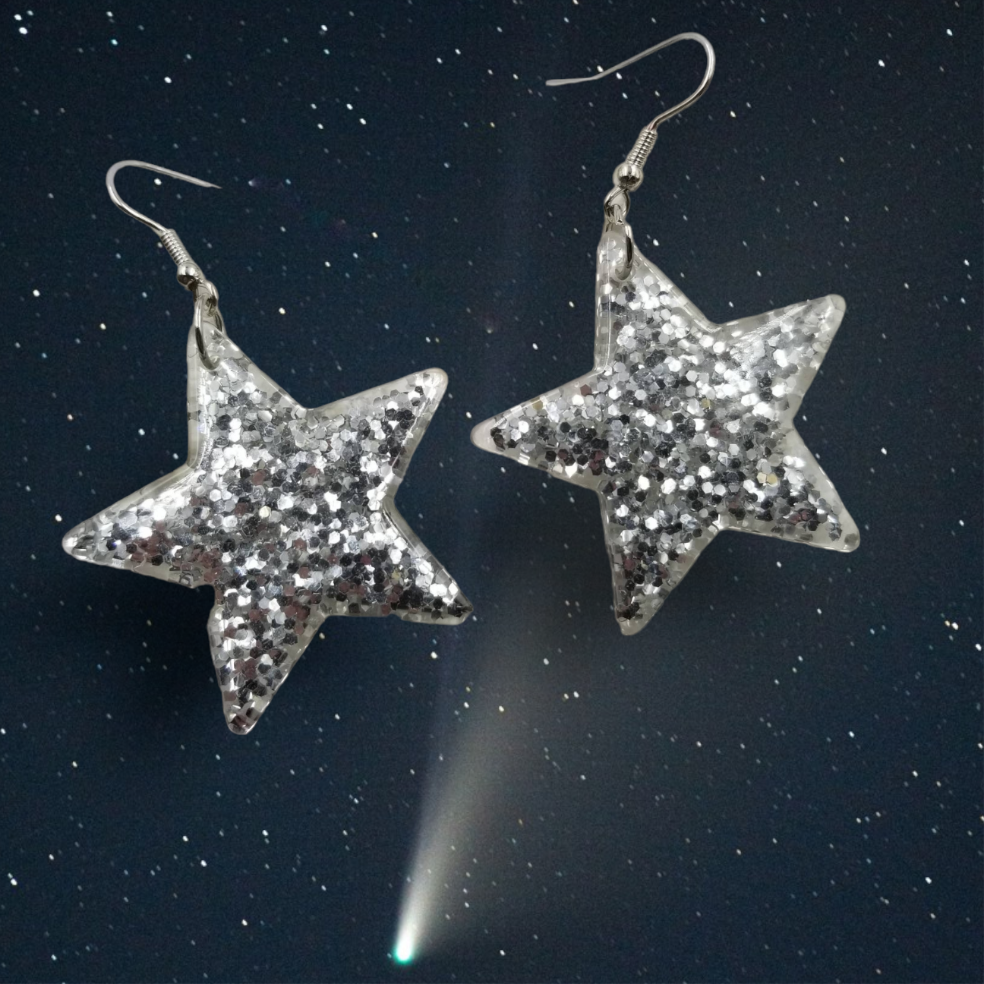 Glitter Super Star Acrylic Earrings