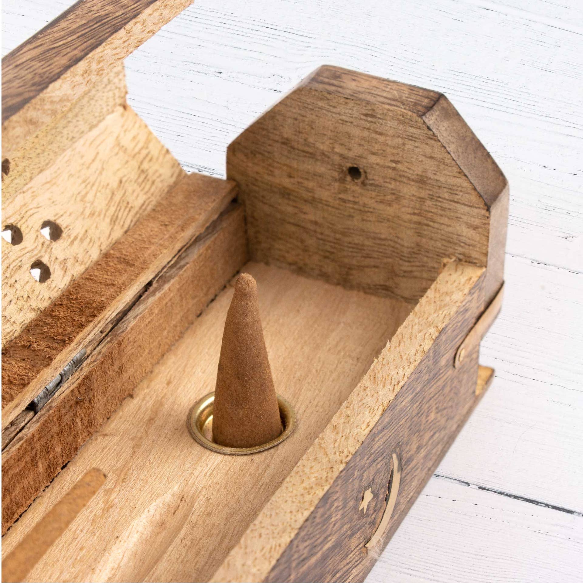 Carved Wood Incense Storage Box - Hearthside Inspirations