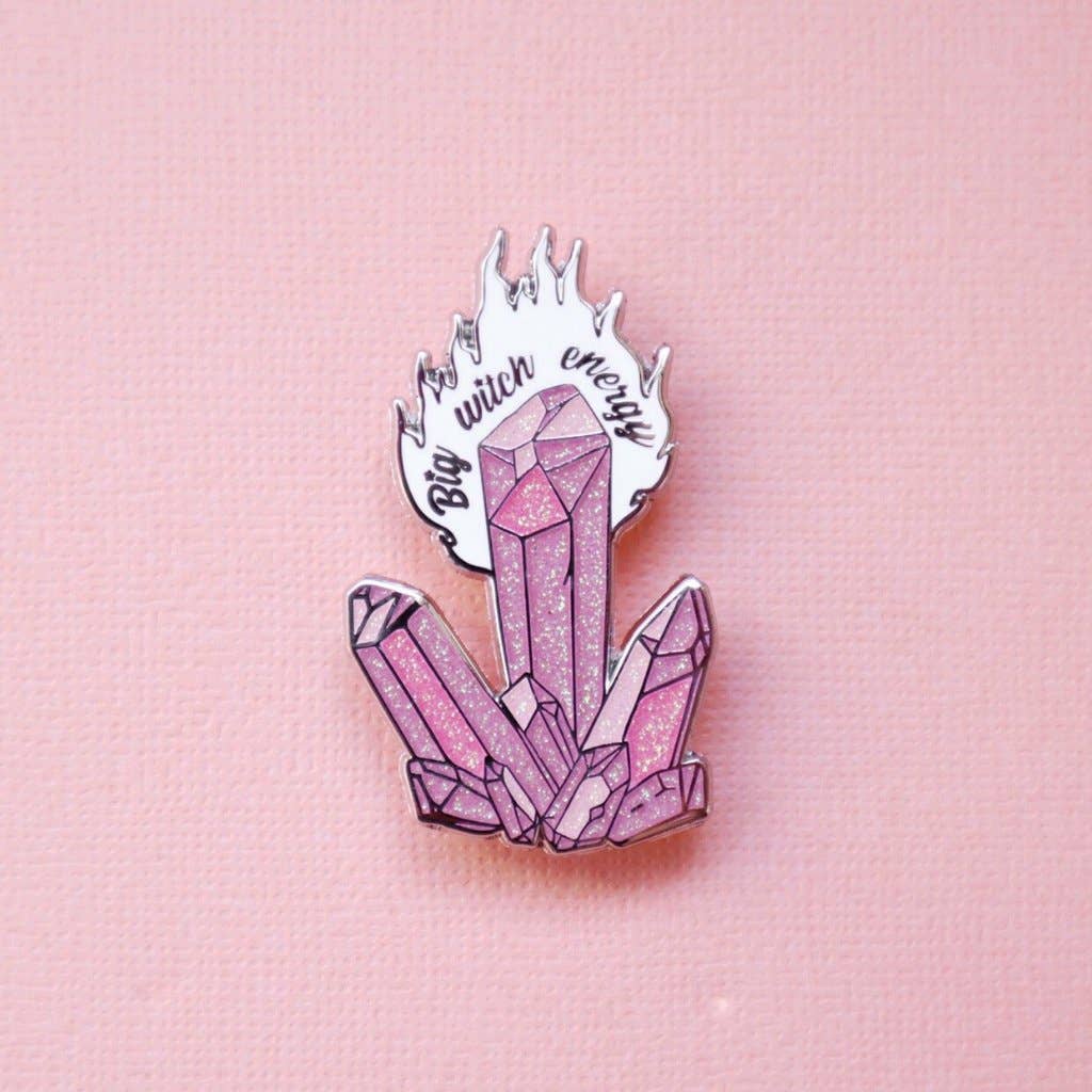 pink background crystal pin
