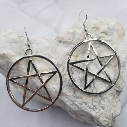 Large Pentagram Dangle Earrings